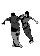 Hip-hop artists of dance on white background