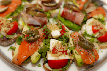 Fresh and Delicious Organic Vegetable Salad with Fruit for Healthy Eating. Fresh and delicious organic fruit salad, close-up. Healthy eating.