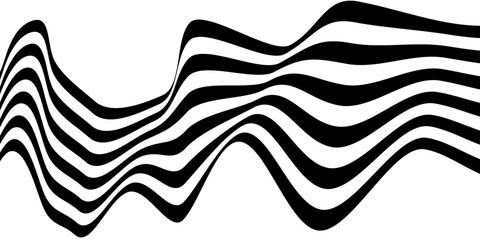 Black on white abstract perspective wave line stripes with 3d dimensional effect isolated on white background. vector eps 10