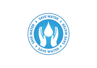 Water conservation badge, Save water Vector Icon, Hands holding water drop