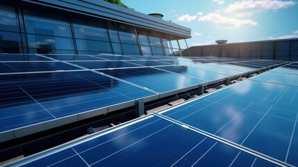 Solar panels of a solar power station at a photovoltaic power station - obrazy, fototapety, plakaty