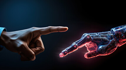 Futuristic Robot Hand Pointing at Person