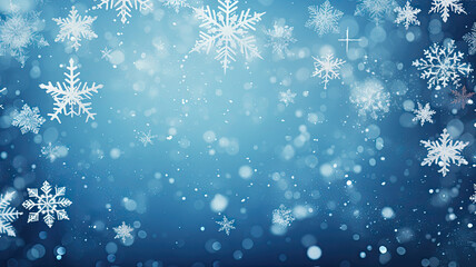 Snowflakes on Blue Winter Background
