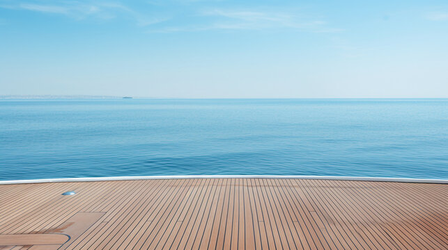 deck of a super yatch looking out to sea, AI Generative.
