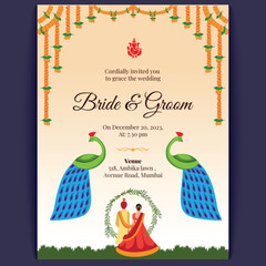 indian wedding card design, invitation template