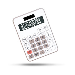 Calculator with numbers isolated on white background