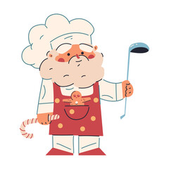 Santa Claus chef vector cartoon character isolated on a white background.