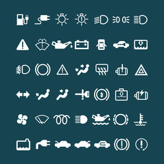 Car Dashboard Panel Icon Set