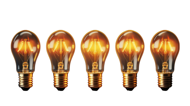 Set of Smart Light Bulbs Isolated on Transparent or White Background, PNG - Powered by Adobe