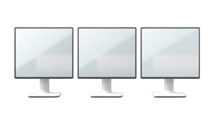 Set of Computer Monitors Isolated on Transparent or White Background, PNG