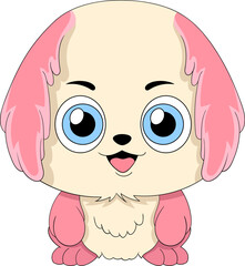 cute puppy is sitting laughing happily