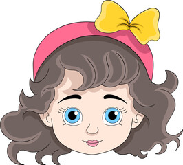 head of a beautiful girl with curly hair wearing a bandana