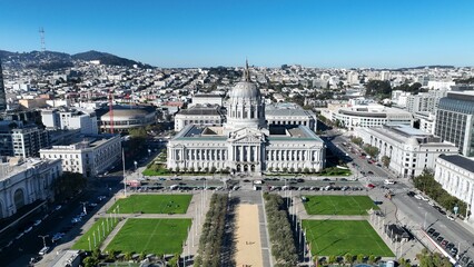 City Hall At San Francisco In California United States. Megalopolis Downtown Cityscape. Business Travel. City Hall At San Francisco In California United States. 