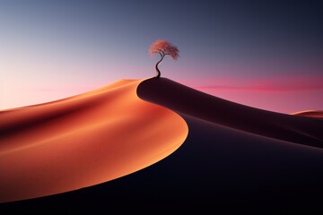 a lone tree stands in a desert