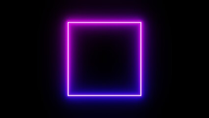 3d Neon laser glowing blue and pink effect rectangle frame. A popular abstract background overlay Disco music futuristic template