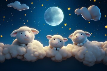 Obraz na płótnie Canvas 雲の上の羊たち 