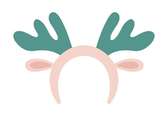 Obraz premium Reindeer Antlers Headband. Vector illustration. Pastel Green and Pink color. Accessory for Christmas