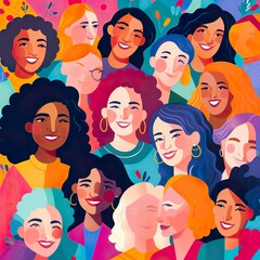 Different Women infront. World womens day - Generative AI