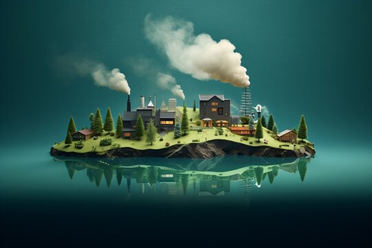 Illustration for industry and factories causing water pollution