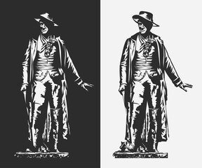 Fototapeta premium Statue of William Prescott Vector Illustration silhouette
