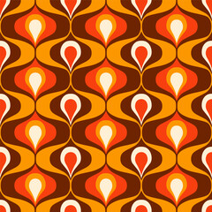 Retro 70s ogee ovals brown orange pattern