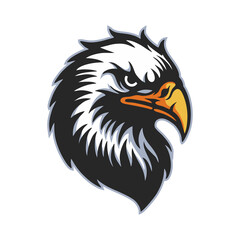 Vector Hand drawn eagle head logo Icon mascot, White Background