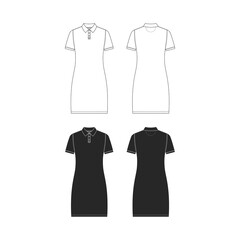 T-shirt dress technical fashion illustration with crew neck, short sleeves, mini length, oversized, Pencil fullness. Flat apparel template front, back, grey color. Women, men, unisex CAD mockup