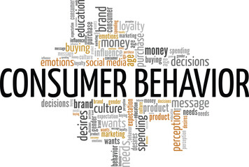 Consumer Behavior word cloud conceptual design isolated on white background. - obrazy, fototapety, plakaty