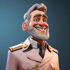 3D Cute Cartoon Character of Captain