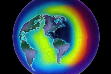 Huge ozone hole. natural phenomenon in atmosphere. Overheating planet earth global warming. natural phenomenon in our atmosphere