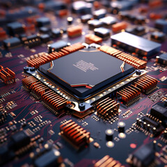 Fototapeta na wymiar electronic circuit board with microchip processor