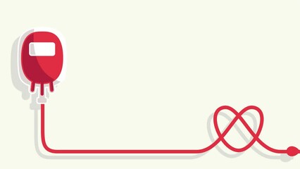 animated illustration footage of blood bags and the heart line with copy space area. HD and 4K landscape orientation.