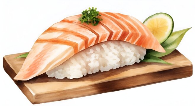 Sushi on white background.