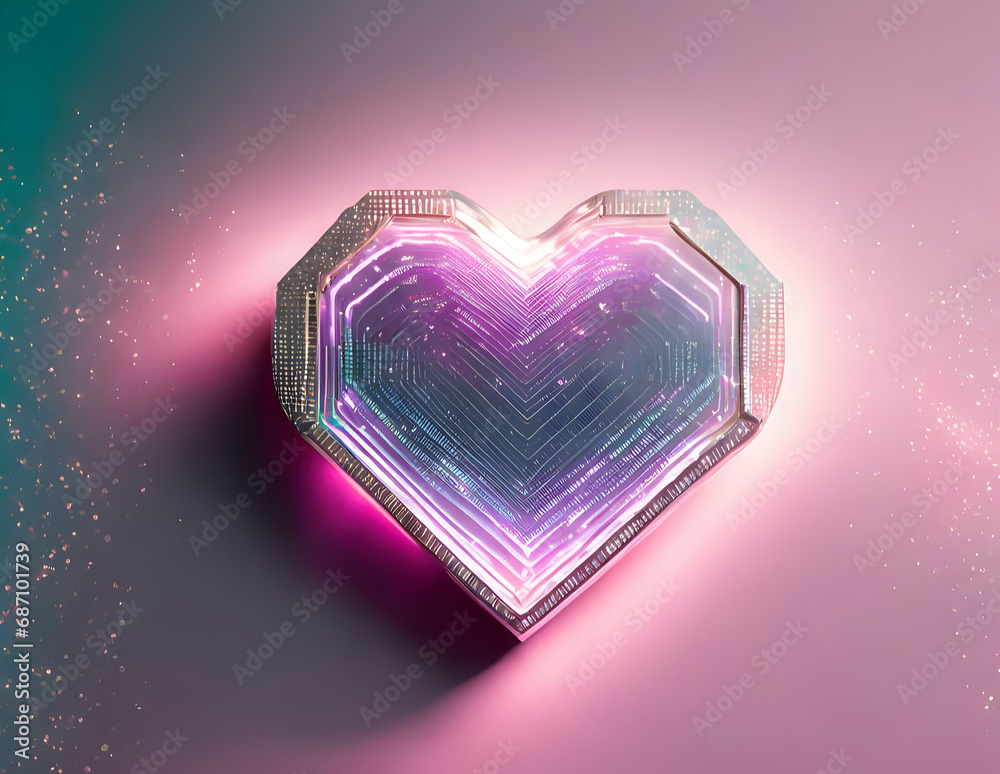 Wall mural crystal heart with diamonds