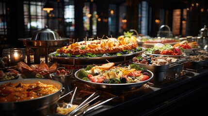 Lots of fresh, mouth-watering, beautifully presented dishes for a formal banquet.