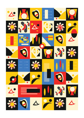 Neo Geo pattern background design vector, abstract background design, colorful geometric pattern