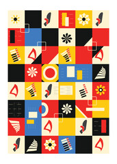 Neo Geo pattern background design vector, abstract background design, colorful geometric pattern