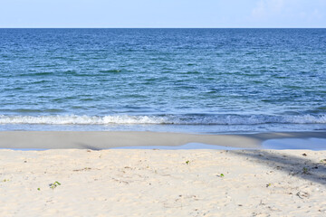 Nature landscape view of beautiful tropical Beach and sea space area, Soft focus on the wave