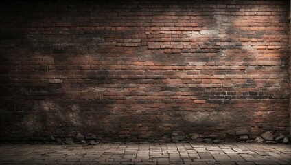 Old crumbling brick wall with exposed layers and varied textures on a cobbled street