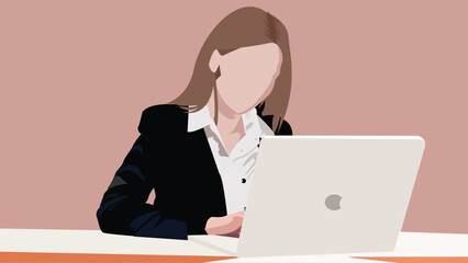 Vibrant illustrations of ambitious businesswomen at work in pink flat design. Inspiring vector of productivity and professionalism