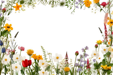 color wildflowers isolated on white - obrazy, fototapety, plakaty