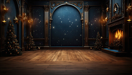 Fototapeta na wymiar Beautiful room with christmas decoration. Festively decorated interior.