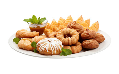 A Amazing Platter Full Of Greek Sweets Isolated on Transparent Background PNG.