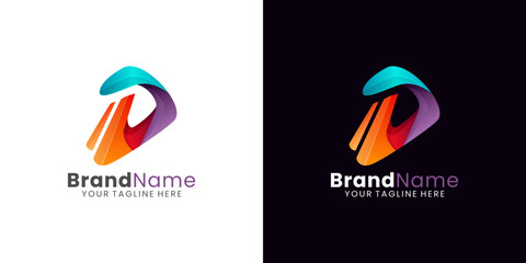 Creative letter D 3d color full abstract logo design