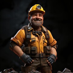 Fototapeta premium 3d cartoon Character of Miner
