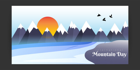 Vector illustration of International Mountain Day social media feed template