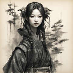 Girl in feudal Japan sketch