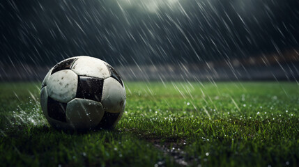 Dramatic shot of a soccer field with green grass