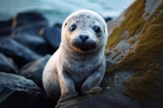 Seal pup lying on beach