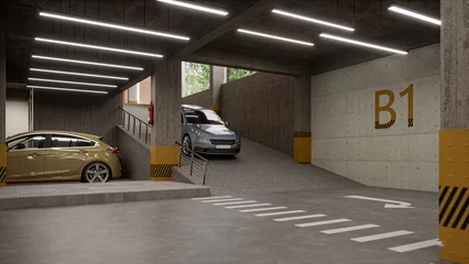 Fotobehang Maximizing Space Smart Interior Design Solutions for Car Parking Lots © CGI
